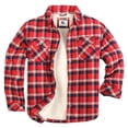 thumbnail image 1 of COEVALS CLUB Men's Flannel Jacket Shacket Sherpa Quilted Lined Casual Button up Snap Premium Jacket Shirts 59 Red Navy White Small, 1 of 8