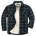 thumbnail image 1 of COEVALS CLUB Men's Flannel Jacket Shacket Sherpa Quilted Lined Casual Button up Snap Premium Jacket Shirts 61 Dark Green Black Small, 1 of 8
