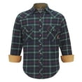 thumbnail image 1 of COEVALS CLUB Men's Flannel Western Pearl Sanp Button Two Chest Pockets Work Long Sleeve Shirts 11 Dark Green Black Small, 1 of 7