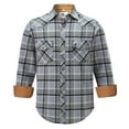 thumbnail image 1 of COEVALS CLUB Men's Flannel Western Pearl Sanp Button Two Chest Pockets Work Long Sleeve Shirts 13 Gray Plaid 3X-Large, 1 of 1