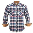 thumbnail image 1 of COEVALS CLUB Men's Flannel Western Pearl Sanp Button Two Chest Pockets Work Long Sleeve Shirts 15 Beige Blue 3X-Large, 1 of 1