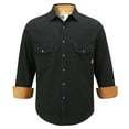 thumbnail image 1 of COEVALS CLUB Men's Flannel Western Pearl Sanp Button Two Chest Pockets Work Long Sleeve Shirts 17 Black Small, 1 of 1