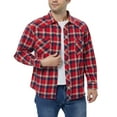 thumbnail image 1 of COEVALS CLUB Men's Flannel Western Pearl Snap Corduroy Lined Plaid Work Long Sleeve Shirts 10 Navy Red White Large, 1 of 5