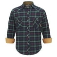 thumbnail image 1 of COEVALS CLUB Men's Flannel Western Pearl Snap Corduroy Lined Plaid Work Long Sleeve Shirts 11 Dark Green Black 3X-Large, 1 of 7