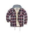 thumbnail image 1 of COEVALS CLUB Men's Hooded Sherpa Lined Flannel Long Sleeve Cotton Plaid Snap Button Up Shirts Quilted Jacket (Khaki, Blue, Crimson/7# Large), 1 of 3