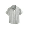 thumbnail image 1 of COEVALS CLUB Men’s Linen Beach Summer Casual Button Down Shirt Solid Short Sleeve Cotton Guayabera Shirts (Light Gray/2XL 11#), 1 of 6