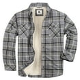 thumbnail image 1 of COEVALS CLUB Men's Sherpa Lined Flannel Long Sleeve Cotton Plaid Snap Button Up Shirts Quilted Jacket (Gray Plaid/13# Medium), 1 of 8