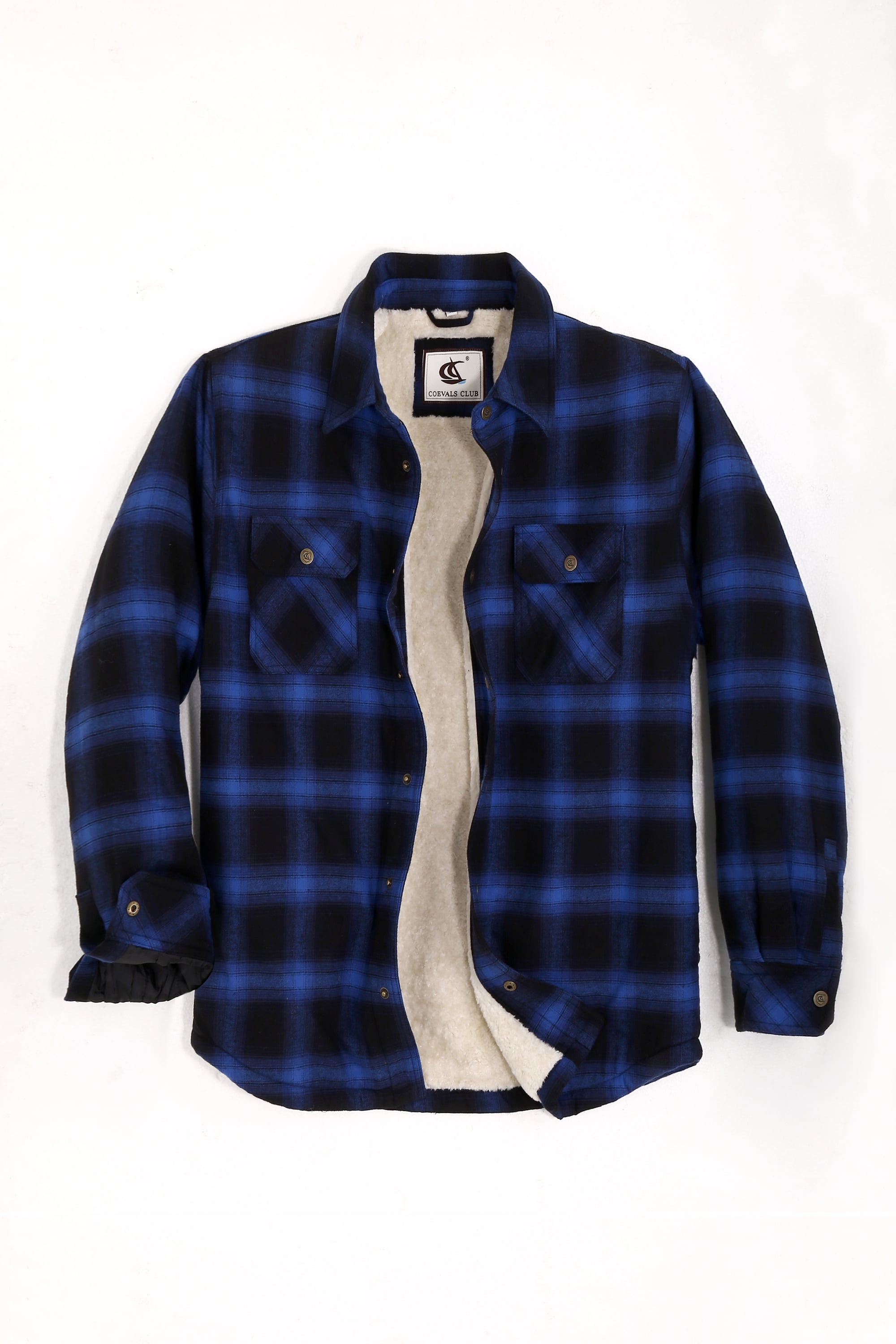 Men's Cotton Blend Jacket With Sherpa Collar Relaxed Fit Waist Length Fall Jacket By Wavlynn