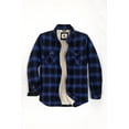 thumbnail image 1 of COEVALS CLUB Men's Sherpa Lined Flannel Long Sleeve Snap Shirts Quilted Jacket (Blue Black/3X-Large 1#), 1 of 7