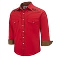thumbnail image 1 of COEVALS CLUB Men's Western Cowboy Embroidered Shirts Long Sleeve Pearl Snap Dress Button up Cotton Shirts P1-4 Red Large, 1 of 7