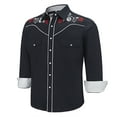 thumbnail image 1 of COEVALS CLUB Men's Western Cowboy Embroidered Shirts Long Sleeve Pearl Snap Dress Button up Cotton Shirts P2-1 Black 4X-Large, 1 of 7
