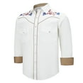 thumbnail image 1 of COEVALS CLUB Men's Western Cowboy Embroidered Shirts Long Sleeve Pearl Snap Dress Button up Cotton Shirts P2-2 White 3X-Large, 1 of 7