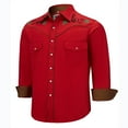 thumbnail image 1 of COEVALS CLUB Men's Western Cowboy Embroidered Shirts Long Sleeve Pearl Snap Dress Button up Cotton Shirts P2-4 Red 4X-Large, 1 of 7