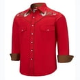thumbnail image 1 of COEVALS CLUB Men's Western Cowboy Embroidered Shirts Long Sleeve Pearl Snap Dress Button up Cotton Shirts P3-4 Red XX-Large, 1 of 7
