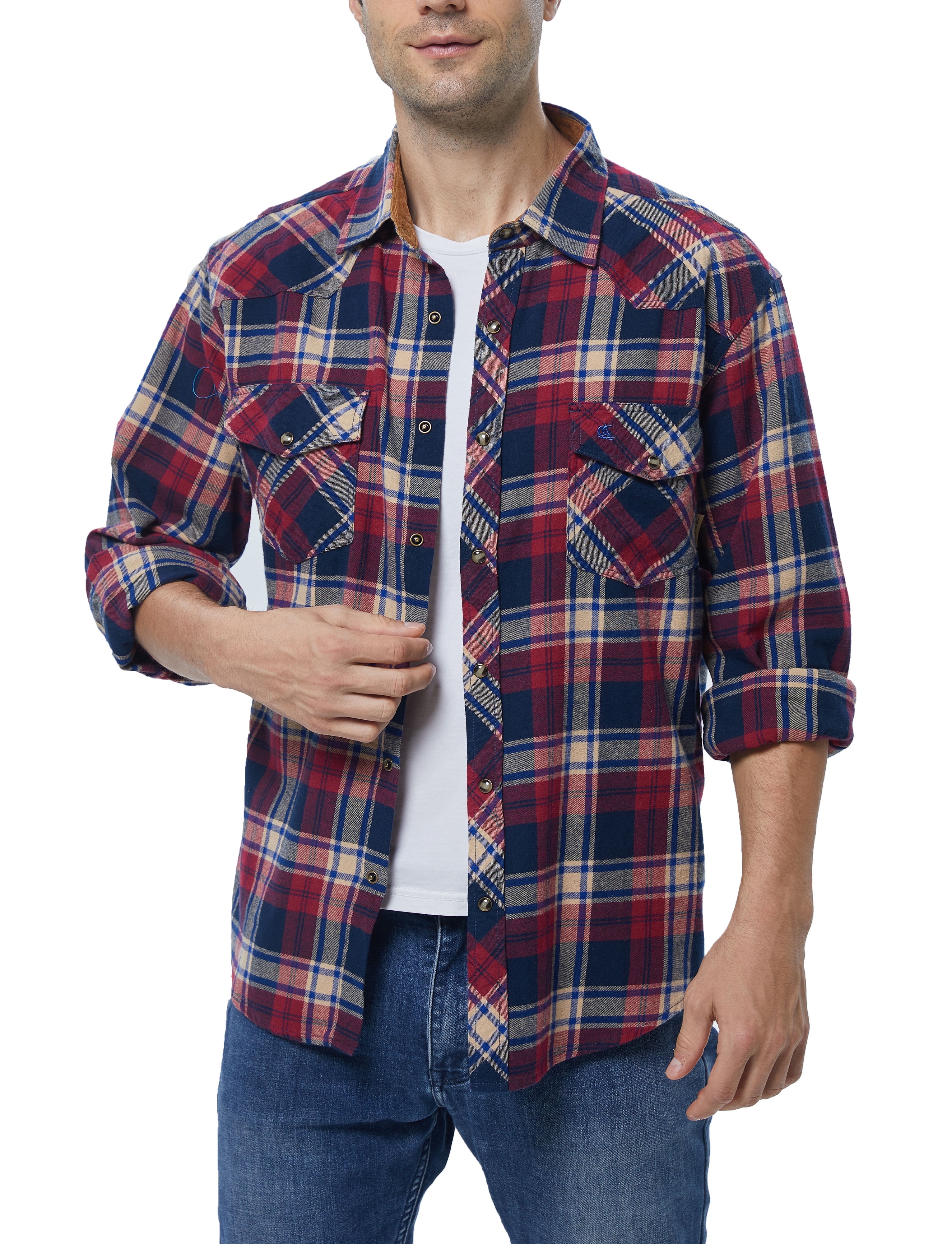 RED HEAD Long Sleeve Flannel Check Shirt, Men's Size L cotton blue type Vintage Second Hand
