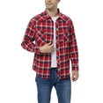 thumbnail image 1 of COEVALS CLUB Mens Flannel Long Sleeve Shirts Corduroy Lined Snap Button Up Cotton Western Plaid Shirts (Navy, Red, White/3XL 10#), 1 of 6