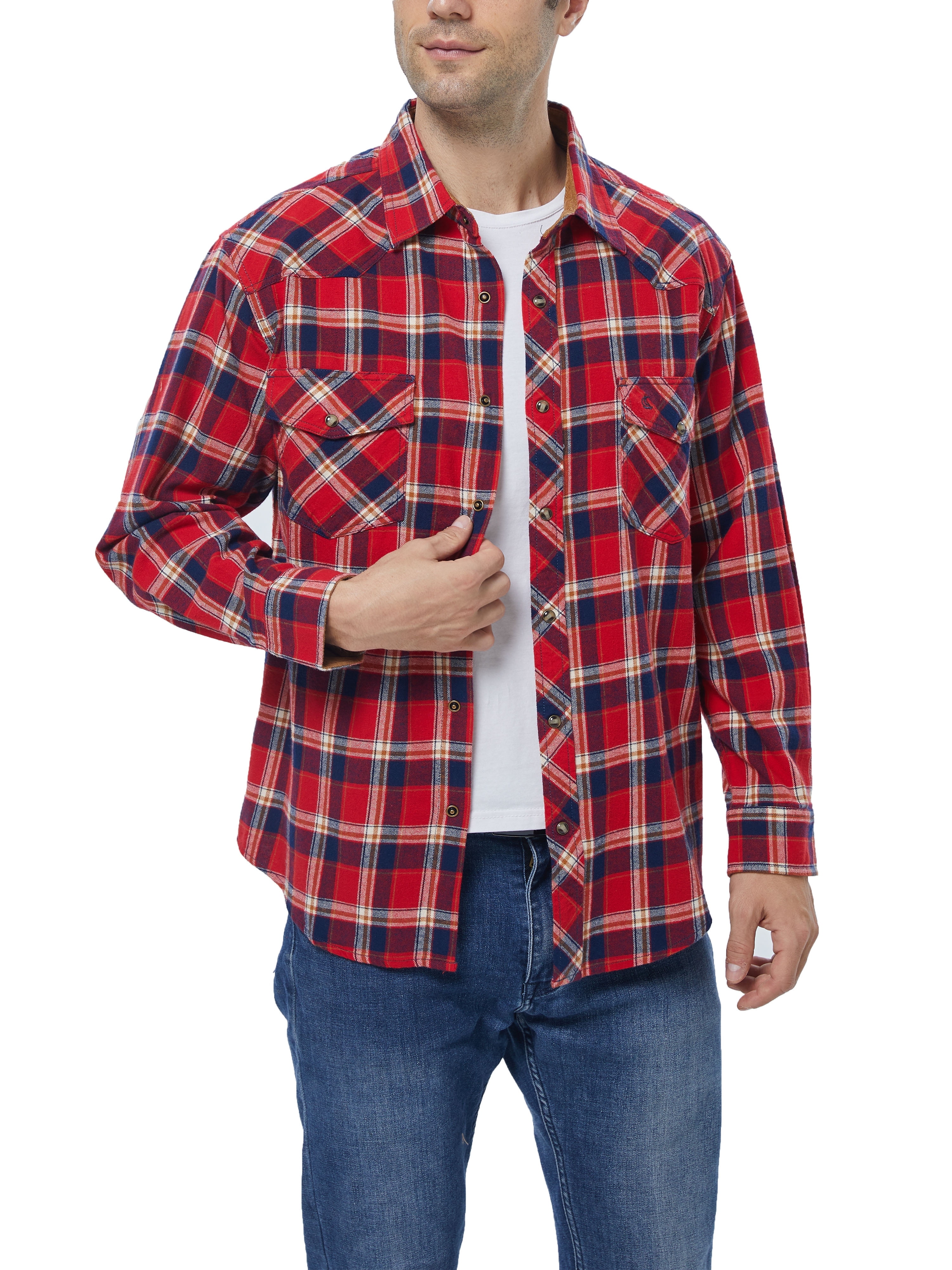COEVALS CLUB Men's Flannel Snap Shirt With Corduroy Lining - Merlot/Gray Plaid, Size XL