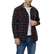 COEVALS CLUB Mens Flannel Long Sleeve Shirts Corduroy Lined Snap Button Up Cotton Western Plaid Shirts (Russet Brown, Black/XL 6#)