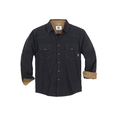 COEVALS CLUB Mens Flannel Long Sleeve Shirts Corduroy Lined Snap Button Up Cotton Western Solid Shirts (Black/XL 17#)