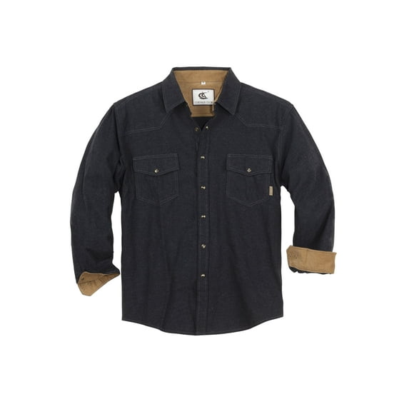 COEVALS CLUB Mens Flannel Long Sleeve Shirts Corduroy Lined Snap Button Up Cotton Western Solid Shirts (Black/XL 17#)