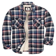 COEVALS CLUB Mens Sherpa Lined Flannel Long Sleeve Snap Shirts Quilted Jacket (Beige Blue/Medium 65#)