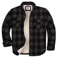 thumbnail image 1 of COEVALS CLUB Mens Sherpa Lined Flannel Long Sleeve Snap Shirts Quilted Jacket (Gray Black/XX-Large 15#), 1 of 7