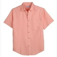 thumbnail image 1 of COEVALS Club Men's Linen Shirts Summer Beach Casual Button-down Short Sleeve Shirt Salmon 16 Small, 1 of 6