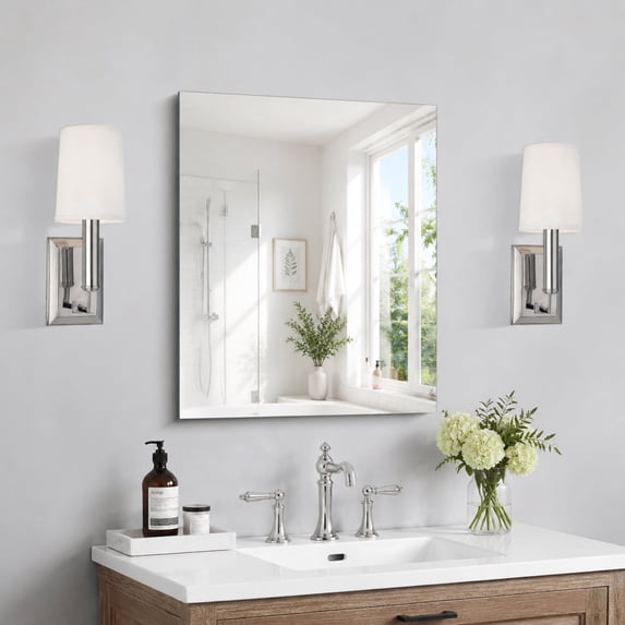 COFENY Bathroom Mirror, 18x24 inch Frameless Rectangle Design, 3mm Tempered Glass with Polished Edge