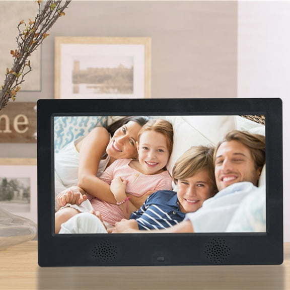 COFEST 10 Inches Smart Digital Photo Frame， 32GB Playback Content， IPS Screen， Front Music Player Speaker， Adjust-able Speed To Play Movies Black
