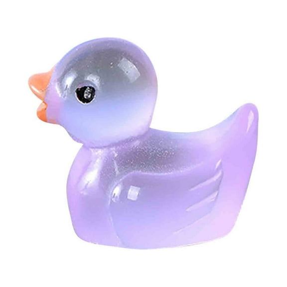 COFEST 100Pcs Miniature Duck Glow In The Dark Ornament Mini Resin Ducks Luminous Tiny Ducks For Dollhouse Garden Decoration Diy Craft Micro Landscape Aquarium Party Decor Purple D