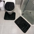 thumbnail image 1 of COFEST 3-Piece Bathroom Carpet Set Soft Non Slip, Absorbent Bath Mat with Cobblestone Design, Machine Washable Plush Bathroom Rug Set Black, 1 of 5