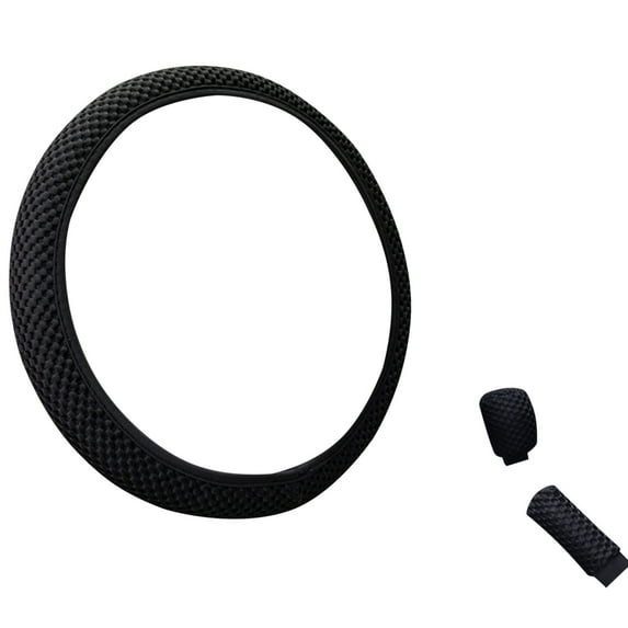 COFEST 3 Piece Steering Wheel Cover,Elastic Stretch Steering Wheel Cover,Warm In Winter And Cool In Summer,Microfiber Breathable Ice Silk,Non-slip,Easy Carry Black