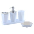 thumbnail image 1 of COFEST 5 Piece Bathroom Accessory Set With Soap Dispenser Pump,Toothbrush Holder,Tumbler And Soap Dish Bathroom Tray Shower Set Box Bathroom Bottle Set White, 1 of 7