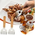 thumbnail image 1 of COFEST Bear Claw Meat Tearer for Effortless Shredding, Two-Piece Stainless Steel Meat Divider Set, Long Wooden Handle Meat Tearing Tools, Hand-Shredded Chicken Meat Claws for Kitchen silver, 1 of 9