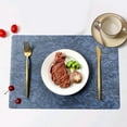 thumbnail image 1 of COFEST Brown Leather Placemats with European Floral Pattern, Washable and Heat-Resistant Table Pads, Non-Slip, Easy-to-Clean Steak Dish Pads Dark Blue, 1 of 6