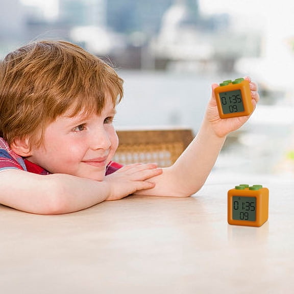 COFEST Building Block Timer,Dedicated Time Manager For Children's Learning,Timed Reminder Self-discipline Alarm Timer,Orange,