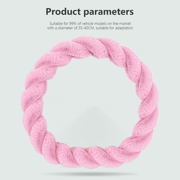 COFEST Car Steering Wheel Cover with Soft Warm Non-Slip Car Decoration Car Wheel Protector Universal Fits 14-15 Inches Pink