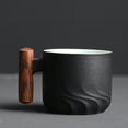 thumbnail image 1 of COFEST Ceramic Tea Cup,Wooden Handle Coffee Cup,Tea Cup,Gradient Glaze,Exquisite Ceramic Small Cup for Steeping Loose Leaf Tea Black, 1 of 7