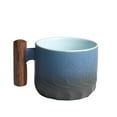 thumbnail image 1 of COFEST Ceramic Tea Cup,Wooden Handle Coffee Cup,Tea Cup,Gradient Glaze,Exquisite Ceramic Small Cup for Steeping Loose Leaf Tea Blue, 1 of 8