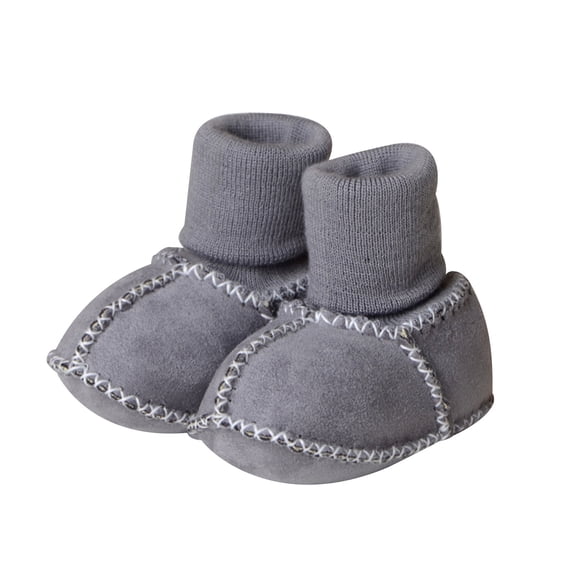 COFEST Children's Walking Shoes Soft Sole Winter 0-1 Years Old Warm Breathable Imitation Sheepskin One Baby Shoes Floor Socks Indoor Shoes,Gray,