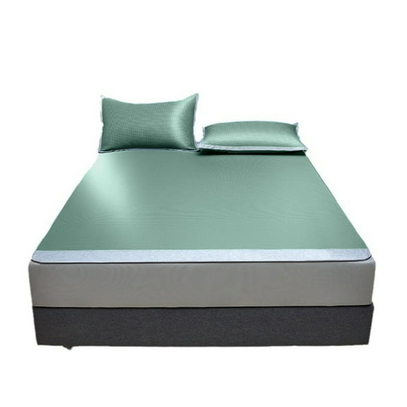 COFEST Class A Ice Silk Cool Mat Conditioning Mat Machine Washable Folding Mattress Cover Soft Mat For Naked Sleeping In Summer Free Pillowcase Green