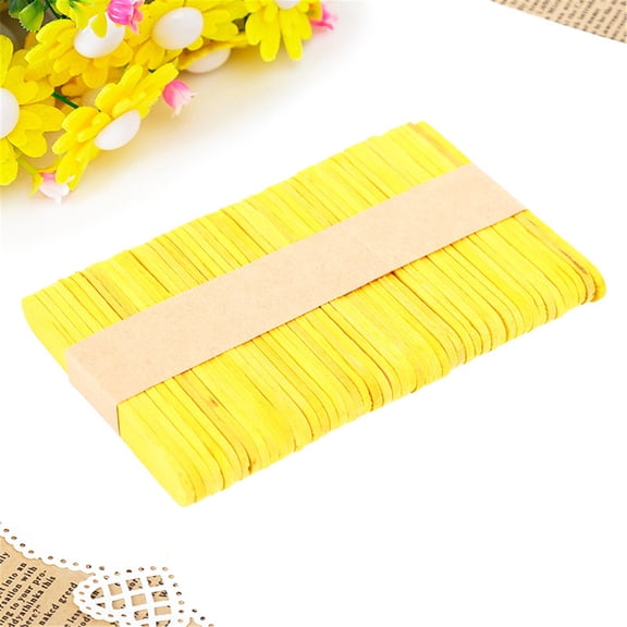 COFEST Colored Popsicle Sticks,Colored Craft Sticks,Colorful Popsicle Sticks,Rainbow Popsicle Sticks,Wooden Sticks for Crafts,Colored Craft Sticks,Craft Popsicle Sticks Yellow