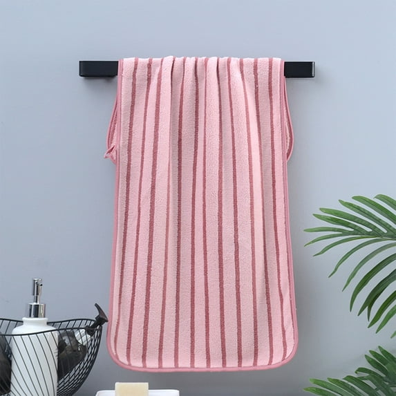 COFEST Coral Fleece Bath Towel for Quick Drying, Soft Cotton Striped Face Towel, Thickened Absorbent Hand Towel for Bathroom. Red