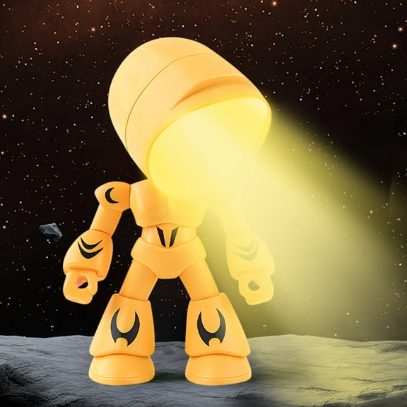 COFEST Cute Robot LED Night Light for Kids, Adjustable-Angle Magnetic Suction Night Light, Battery-Operated Portable Desktop Night Light, Warm Light Children's Room Decoration Ornament B