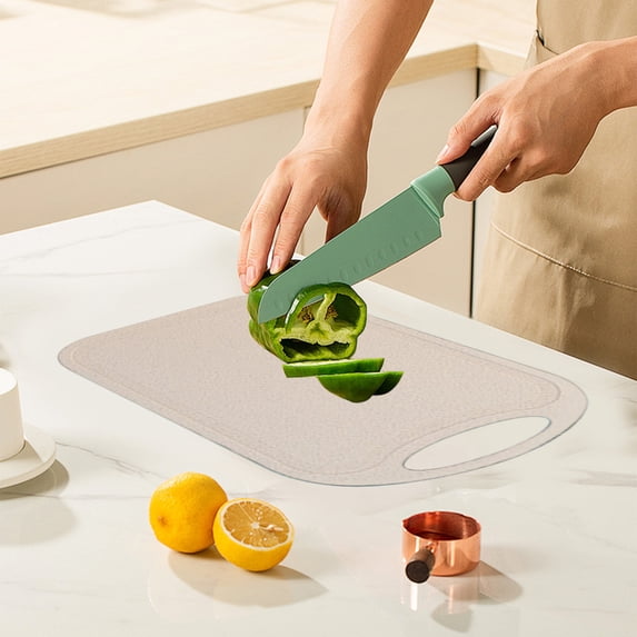 COFEST Cutting Boards for Kitchen Cutting Boards Plastic Cutting Board Non-Slip Kitchen Chopping Board with Hanging Hole Handle for Meat Veggies Cutting Board Beige