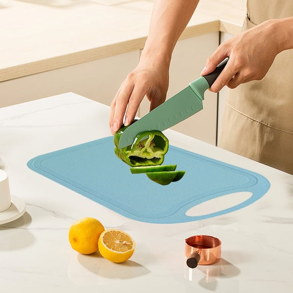 COFEST Cutting Boards for Kitchen Cutting Boards Plastic Cutting Board Non-Slip Kitchen Chopping Board with Hanging Hole Handle for Meat Veggies Cutting Board Blue