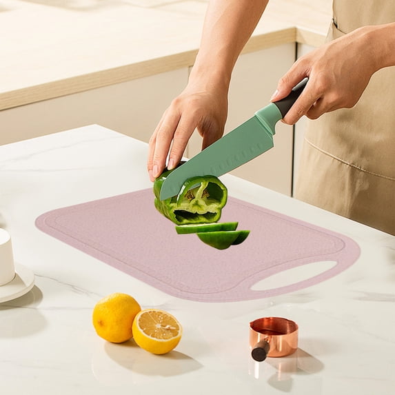 COFEST Cutting Boards for Kitchen Cutting Boards Plastic Cutting Board Non-Slip Kitchen Chopping Board with Hanging Hole Handle for Meat Veggies Cutting Board Pink