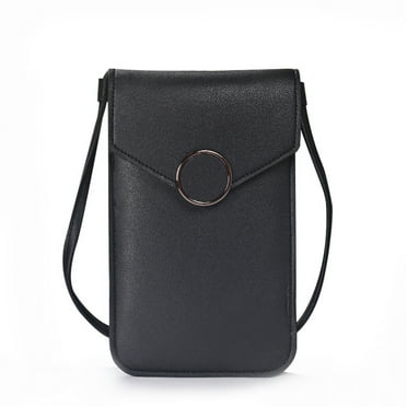 COFEST DGS Women Touchscreen Phone Bags, Mini Leather Mobile Phone Crossbody Bags Shoulder Handbag Wallet with Credit Card Slots A