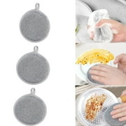COFEST Double-Sided Dishwashing Sponge, High Elastic Kitchen Cleaning Sponge, Circular Wiping Sponge for Dishes, Durable Wire Mesh Scrubbing Pad silver
