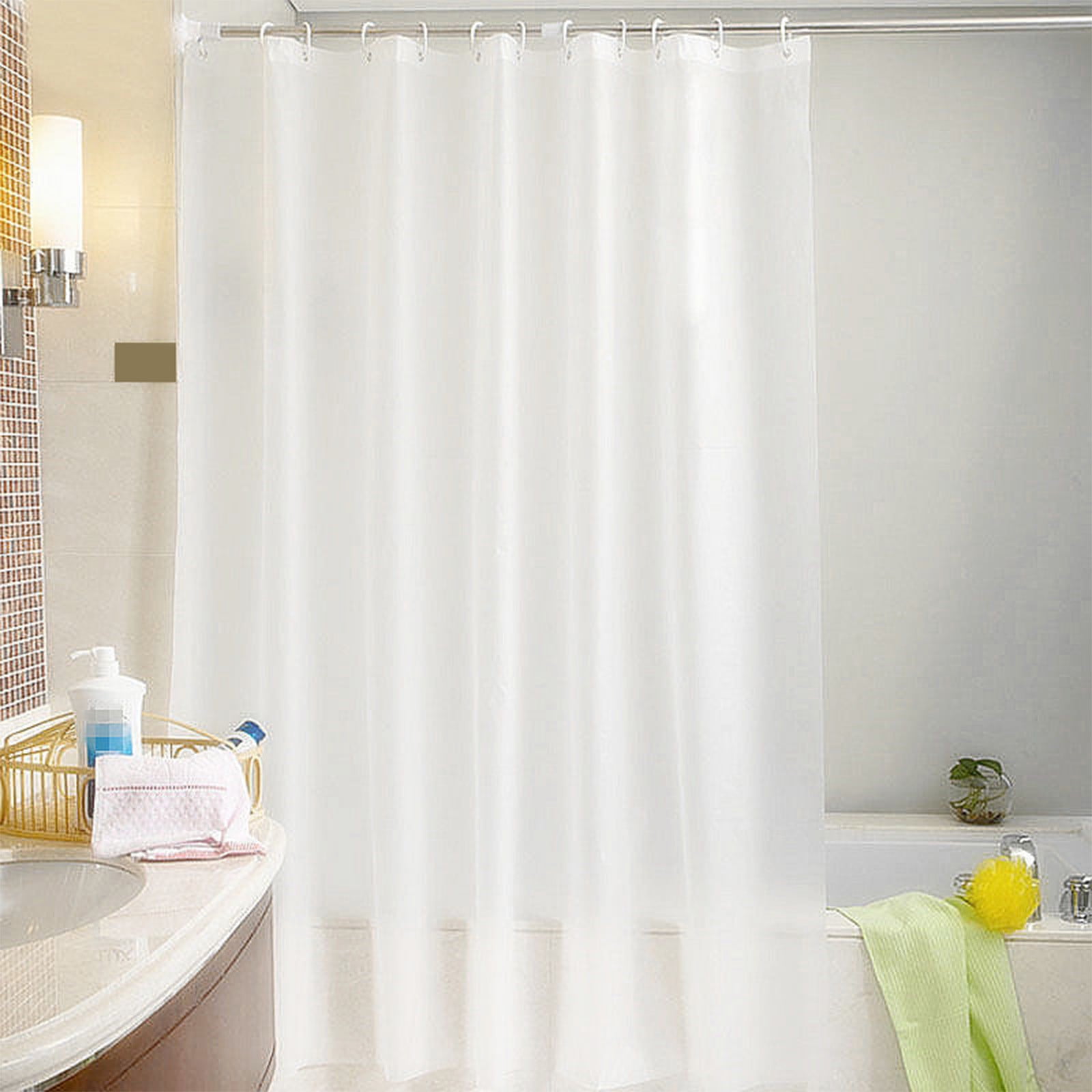 COFEST EVA White Bathroom Shower Curtain with Grommets, Waterproof